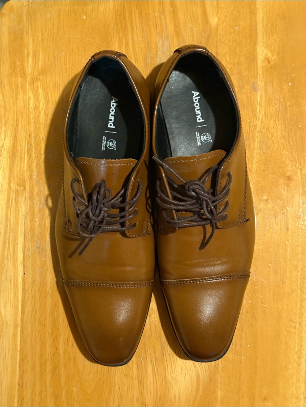 Abound Men's Tan Brown Leather Cap-Toe Lace-Up Oxfords
